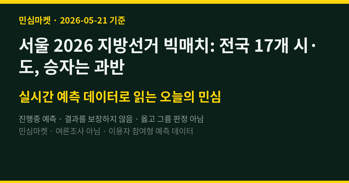 서울 2026 지방선거 빅매치: 전국 17개 시·도, 승자는 과반