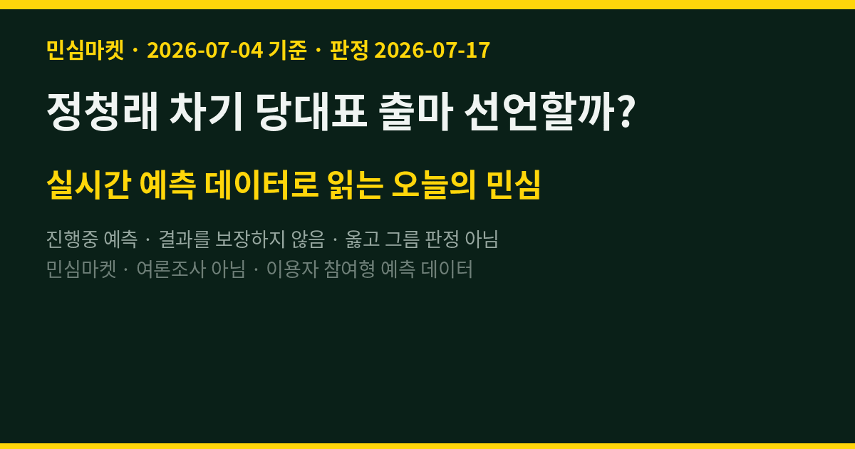 정청래 차기 당대표 출마 선언할까? 참여자 87% "한다"