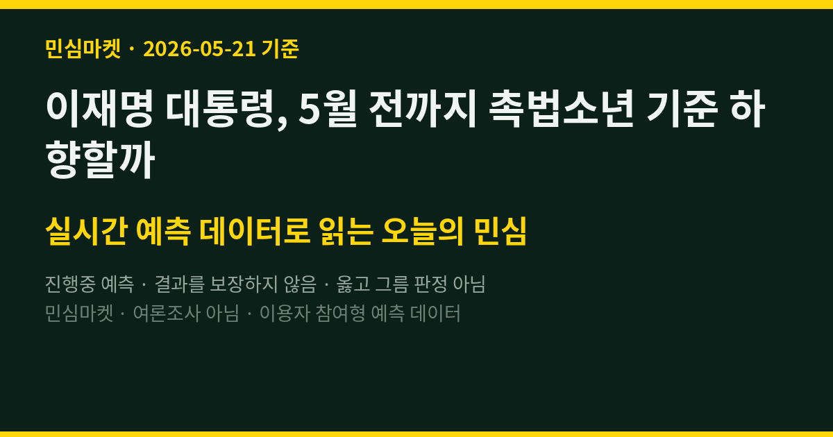 이재명 대통령, 5월 전까지 촉법소년 기준 하향할까