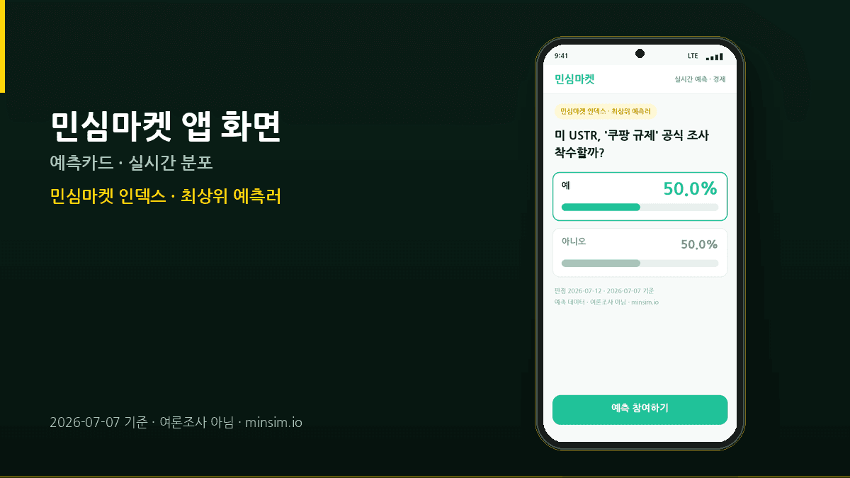 미 USTR 쿠팡 조사 착수? 최상위 예측러 50.0% 반반