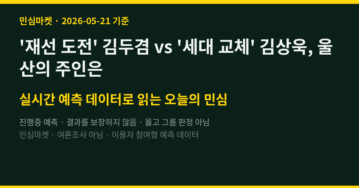 '재선 도전' 김두겸 vs '세대 교체' 김상욱, 울산의 주인은