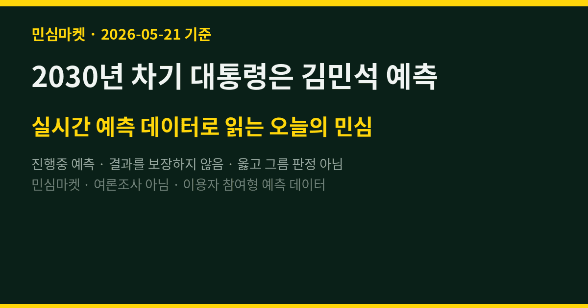 2030년 차기 대통령은 김민석 예측